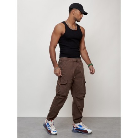 Cargo jeans men, size 44, brown color-2