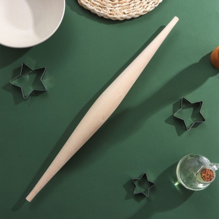 The rolling pin of the “spindle”, length 50 cm, larger D = 4.3 cm, smaller d = 1 cm, birch