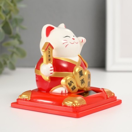 Plastic Plastic "White Mani-Neko in the Red Red robe" 8x8x8.2 cm-4