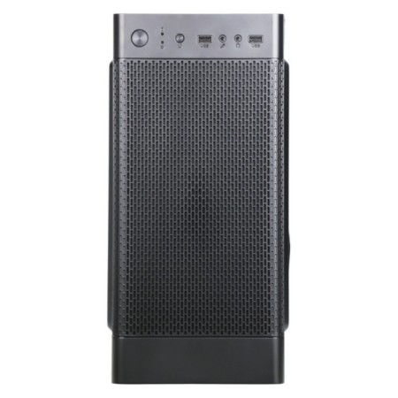 The ACCORD Q03B case is black without PSU MATX 2XUSB3.0 Audio-3