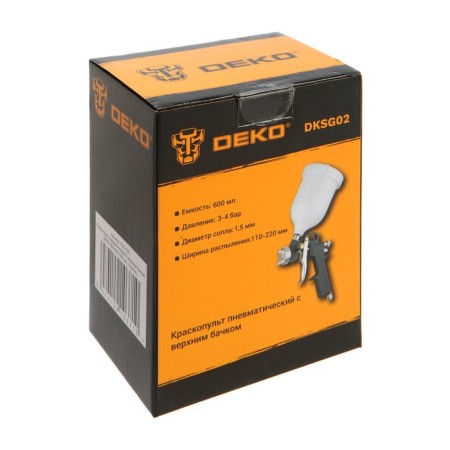 Pneumatic spray gun with the upper tank DEKO DKSG02, plastic, 600 ml-4