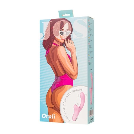 Vibro -roller with a caressing tongue Jos Orali, 22 cm, silicone, pink color-12