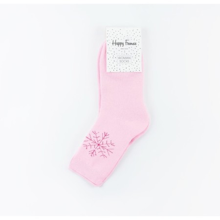Women's socks "Snowflake", light pink color, size 23-25-4
