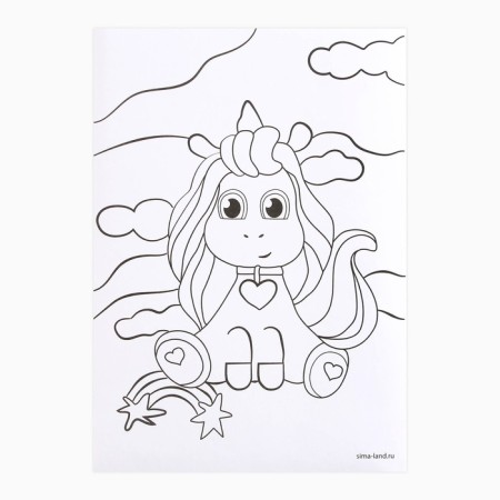 Painting with wool "Unicorn with stars", A5-4