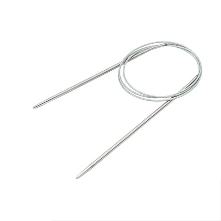 The knitting needles are circular, metal, 100 cm/3.0 mm-1