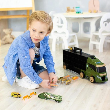 Auto -Vorot Case Givito Militari, with cars, with a tunnel, green color, 59 cm-9