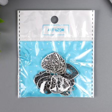 Decor for creativity Metal "Openland Heart" silver 2.3x2 cm-5