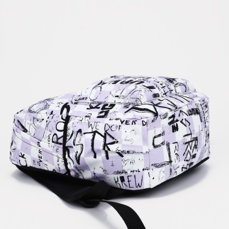 A backpack with a zipper, 3 outer pockets, lilac/white color-2