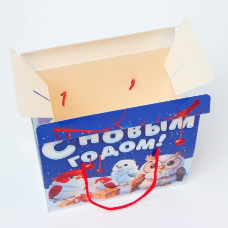 New Year. Gift box New Year's Case "Choir" from the rope. handles with animation 20.5*12*18cm.-4