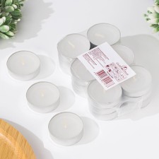 A set of tea candles, 3.8x1 cm, 2 hours, 9 g, 18 pieces, white