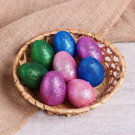 The basis for creativity is "egg with sparkles", set of 8 pcs, size 1 pcs: 4 × 6 cm, mix color