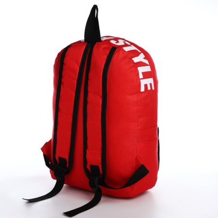 A backpack with a zipper, an outer pocket, 2 side pockets, red color-3