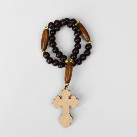 Parsing wooden "Orthodox" 30 beads with jumper, ellipse, dark brown color-1