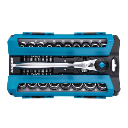 Set of end heads GROSS 14144, 36 items, ratchet 120 teeth, 1/2 ", CRV