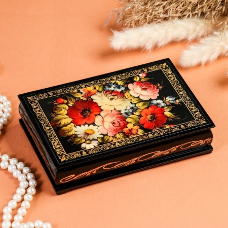 Casket "Flower painting", 11 × 16 cm, lacquer miniature