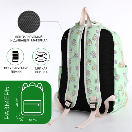 A backpack with a zipper, bag, cosmetic bag, green color-1