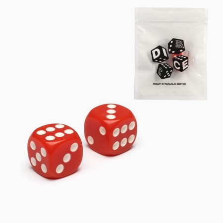 Dice play "Game time", 1.6 x 1.6 cm, set 2 pcs, red-1