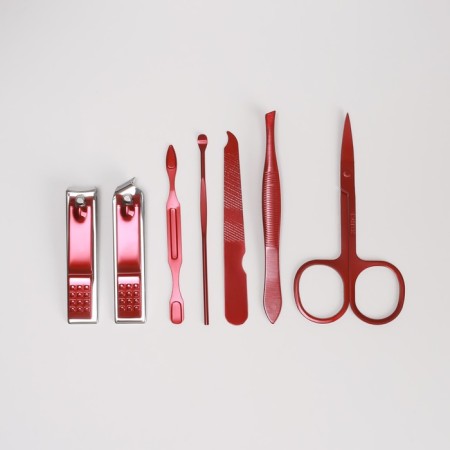 Manicure set, 7 items, in case, beige color-3