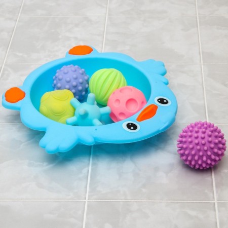 A set of developing tactile balls "chicken", 6 pcs, with a squeak, color mix, crumb I-11