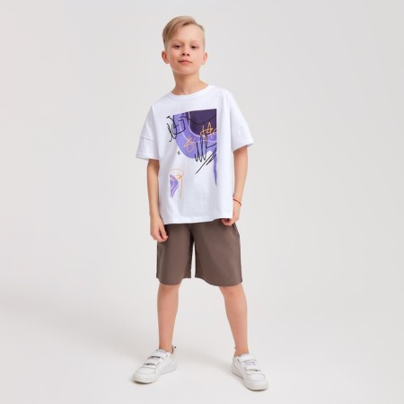 T -shirt Children's Minaku Colors, white/purple color, height 122-4