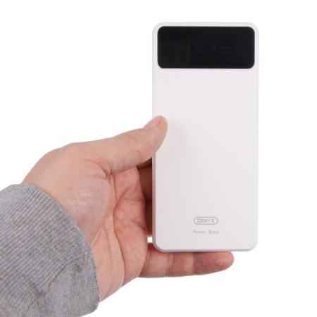 External BYZ W79, 10,000 mAh, Type-C, USB, 2 A, display, cable 4, display, white-9