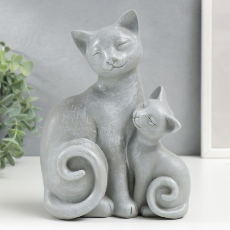 Souvenir Polystone "Cat with a kitten" gray 20x8.5x15.5 cm