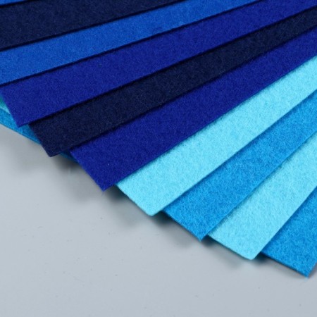 A set of felt (hard) 1 mm 20x30 cm 10 sheets. Blue assorted-1