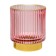 Decorative candlestick made of colored embossed glass, 70 × 70 × 80 mm, pink color