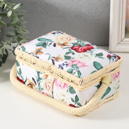 Casket for needlework "Garden flowers" 18x12x9.5 cm-5