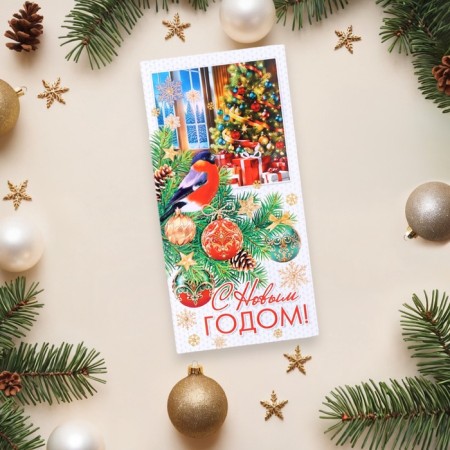 Money envelope "Happy New Year!" Glitter, Congrev, Bullfill, 17 x 8 cm-1