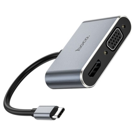 Adapter Hoco HB30, HDMI/VGA/USB3.0/PD 15 cm, gray-2