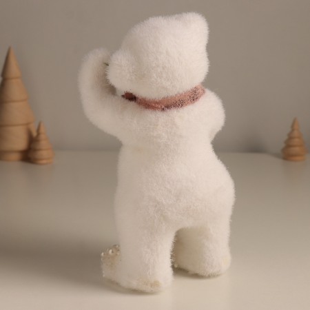 Decor "White Bear with a bow in beads" 20.5x10x9 cm-2