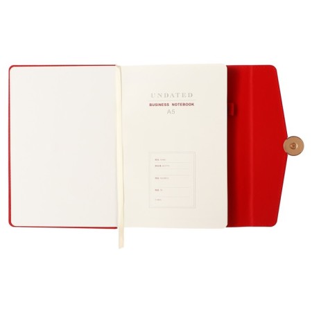 Organizer on the rings A6+, 80 sheets, leatherette, with a valve, a line, with a handle, in a gift box, red-5