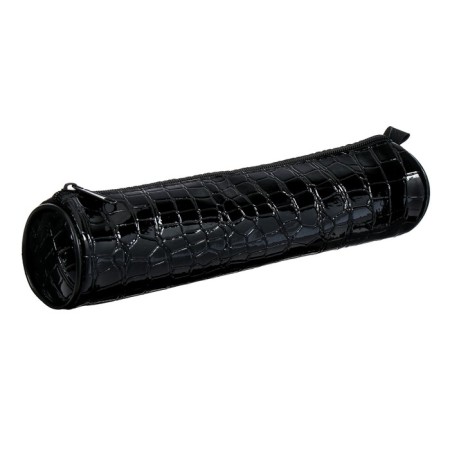 Penal-tubus for brushes, soft, 255 x 65 mm, 7k27, leatherette, reptile print, glossy, black-1