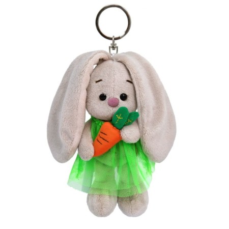 Soft toy-cords "Bunny mi in a green dress, with carrots", 14 cm