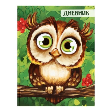 Diary for grades 1-4, "owl", solid cover 7BC, glossy lamination, 48 sheets