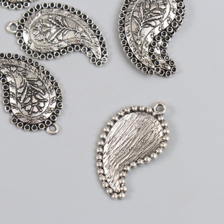 Decor for creativity Metal "Buta with Flower" silver 3.5x1.8 cm-1