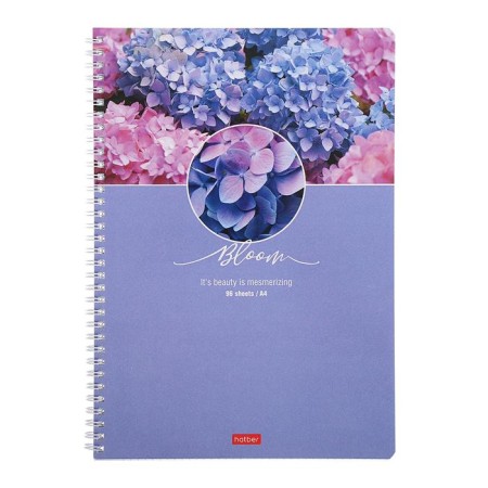 A4 notebook, 96 sheets in a cage on the crest "Beauty of Flowering", covered Cardboard, OFSET block, mix-3