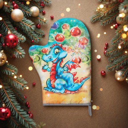 Mittens-Poskvka "New Year's toys" 20x28 cm, 35% hl, 65% PE, Vatin 250 g/m2