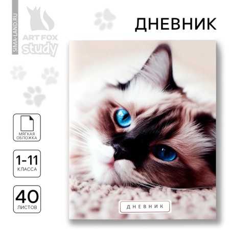 School diary 1-11 grade, in a soft cover, 40 l "September 1: Cat"