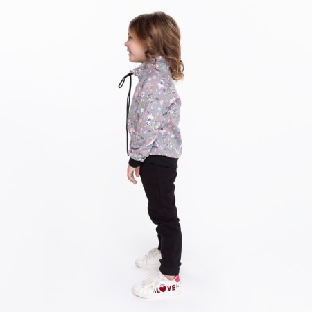 Suit for a girl (sweatshirt, trousers), gray/bunnies, height 86 cm-5