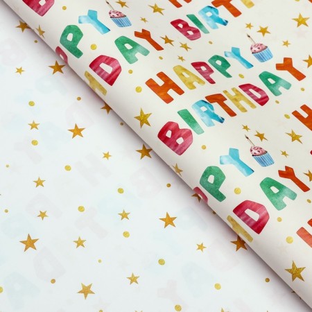 Package paper, glossy "Happy Birthday", 70 x 100 cm, 1 sheet-2