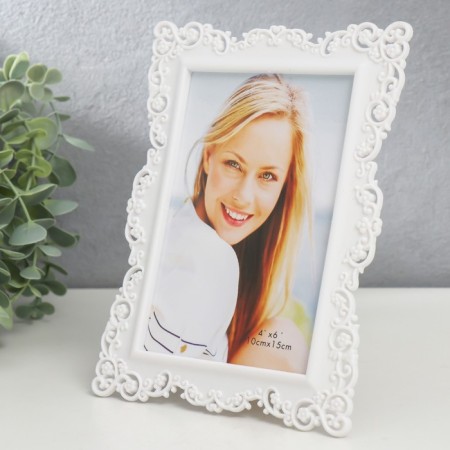 Photo frame plastic 10x15 cm "Small flowers" white 19.2x14.5 cm-1