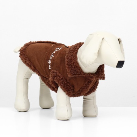 Sheepskin coat for dogs, size m, brown
