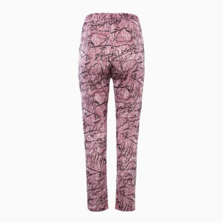 Female trousers with print, pink color with black pattern, size 54-7