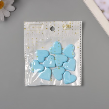 Acryl beads for the creativity of "Smooth hearts" Blue 2.4x2x0.5 cm-2