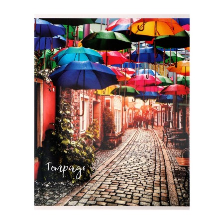 Notebook of 48 sheets in Calligrata Call "Bright Umbrellas", covered Cardboard, UV-Lalan, Offset Bloc, Mix-4