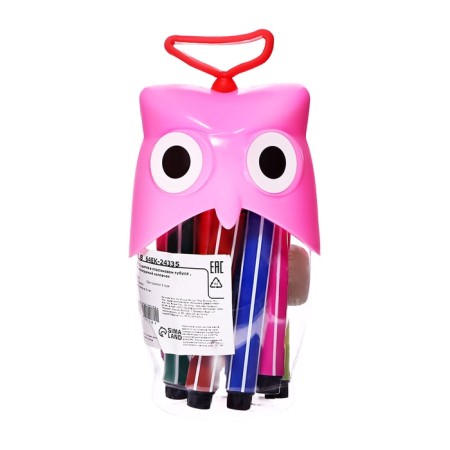 Flomasters 12 colors in the plastic tube owl pink, thick ventilated cap-5
