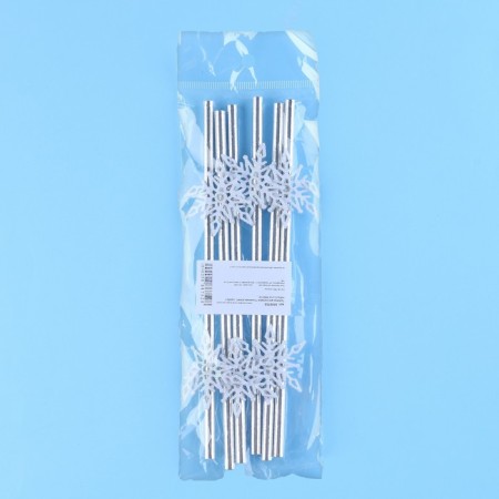 The tubes for the cocktail "Snowflakes", corners, in a set of 6 pieces, silver-4