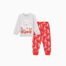 New Year. Pajama nursery (longshit/pants), gray/red color, height 128 cm